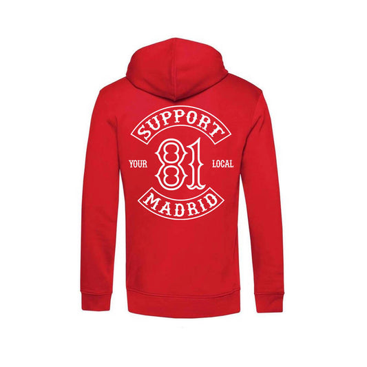 Support81 - Sudadera roja con capucha skull – BRM Madrid