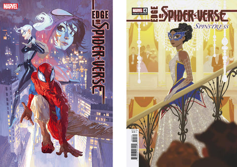 Edge of Spider-verse issues 3 and 4 featuring the new Spinstress character