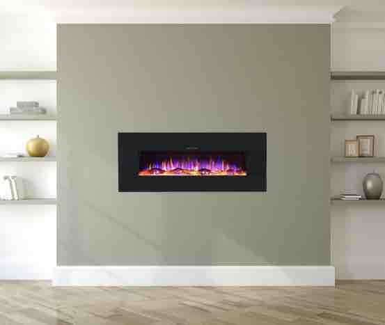 Wall Mounted Electric Fires include the Ezee Glow Zara pictured