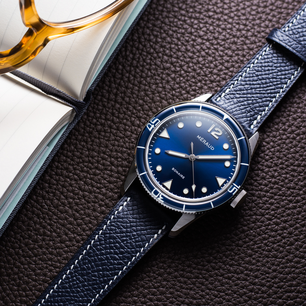 Meraud Bonaire ‘Marine Blue’ watch with Swiss Made automatic caliber ...