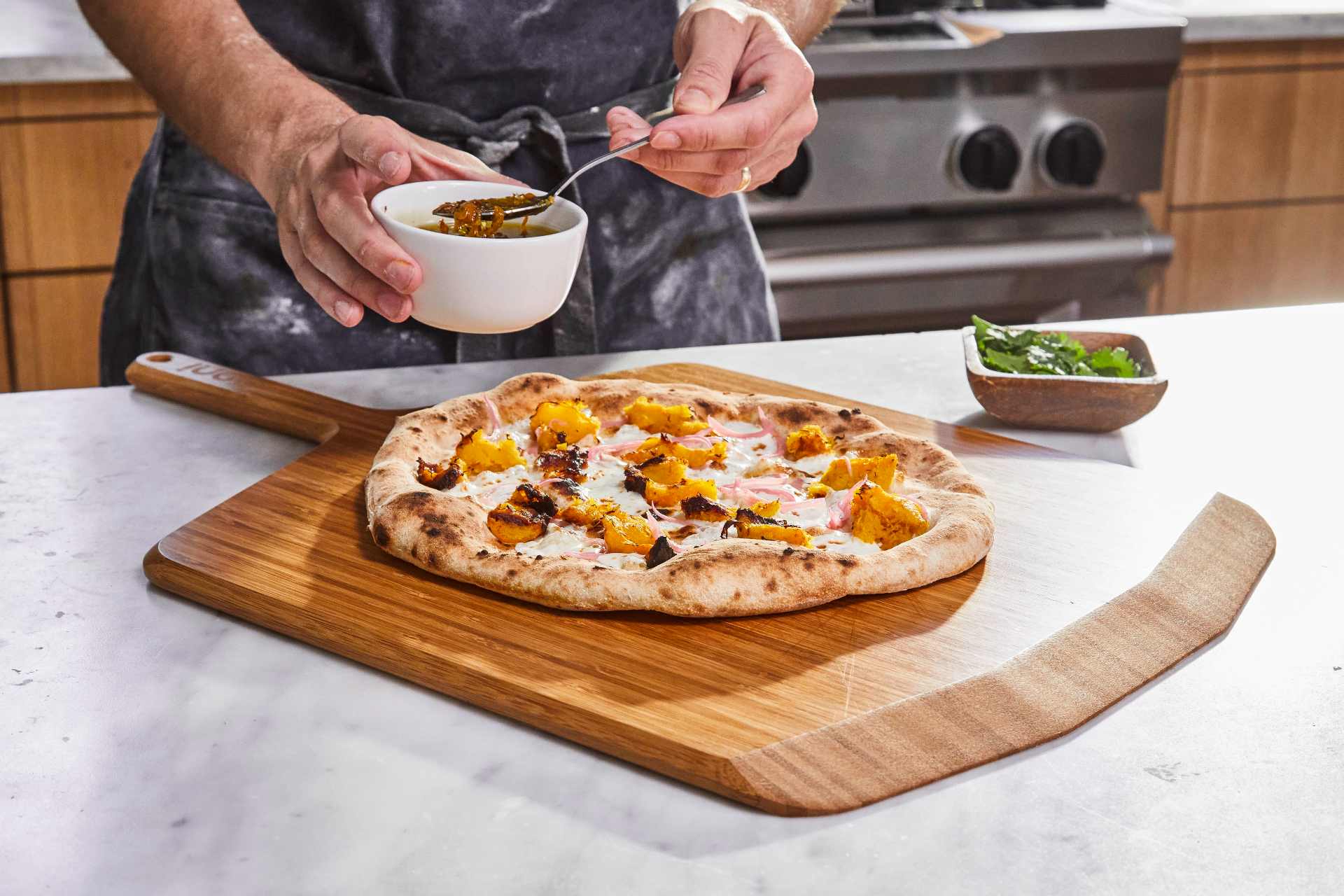 Acorn Squash and Quesillo Pizza with Habanero Chile Oil