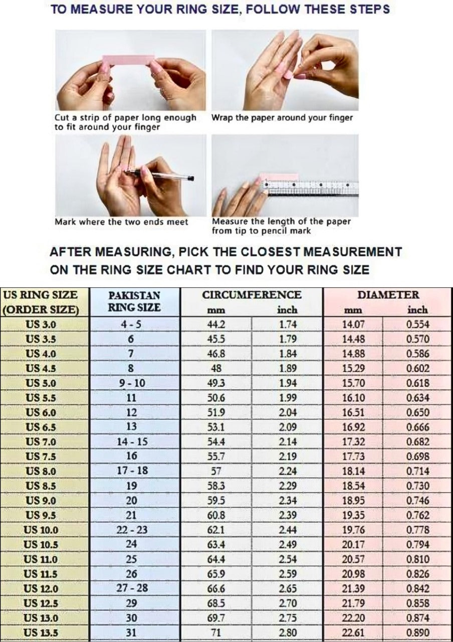 Tauqeer Jewellers Size Chart
