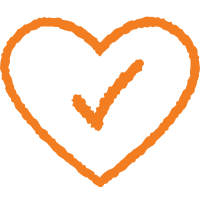Wishlist heart with checkmark icon