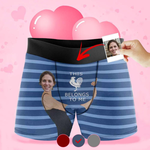 YesCustom - Custom Girlfriend Face Belongs To Me Hug Men's Boxer