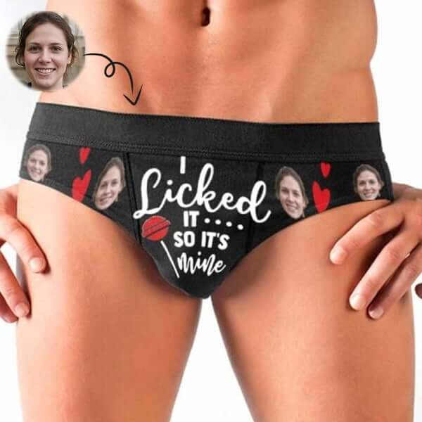 Custom Face I licked Couple Underwear Personalized Matching Briefs –