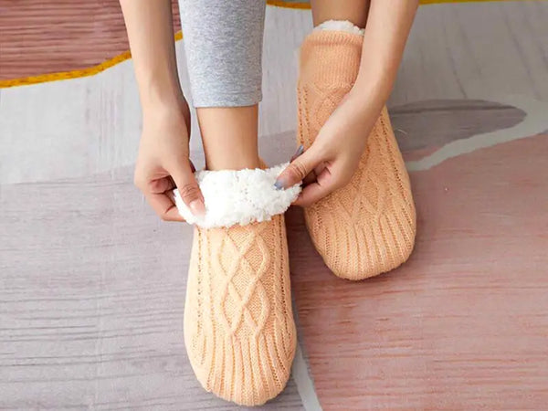 Non-slip Thermal Socks Beige