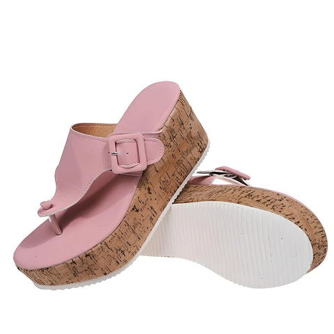 Pink Wedge Flip Flops