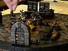 A better view of one of my doors being used in play with one of my Dungeon/Castle pizzas.