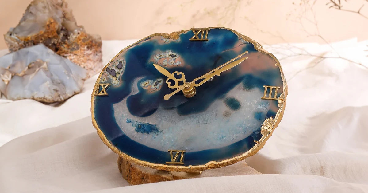Agate Stone Table Clock