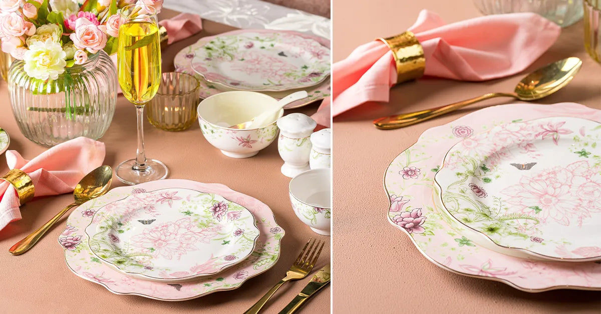 pink dinner set