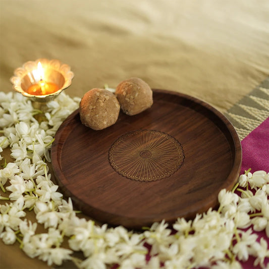 LaDekor Brass Pooja Thali Set with Diya and Other Accessories