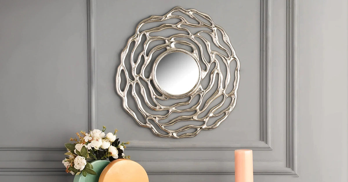 silver decorative wall mirror