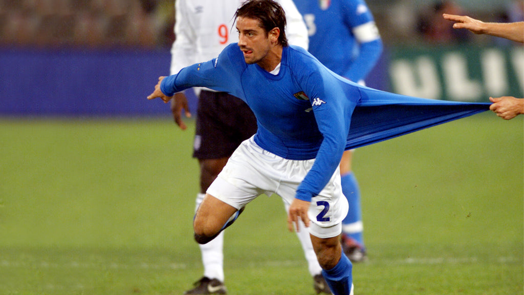Alessandro Nesta wearing the newly designed Italian National Football kit.