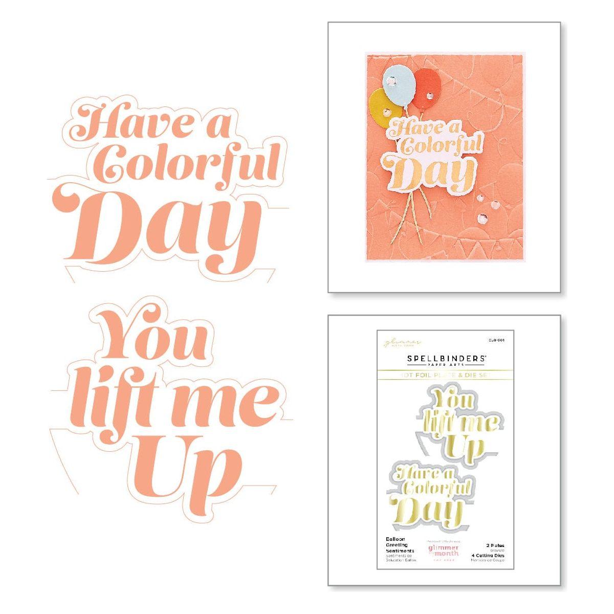 Balloon Greeting Sentiments Glimmer Hot Foil Plate Set - Coordinates with Glimmer Club