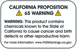 Warning: This product contains chemicals known to the Sate of California to cause cancer and birth defects or other reproductive harm.