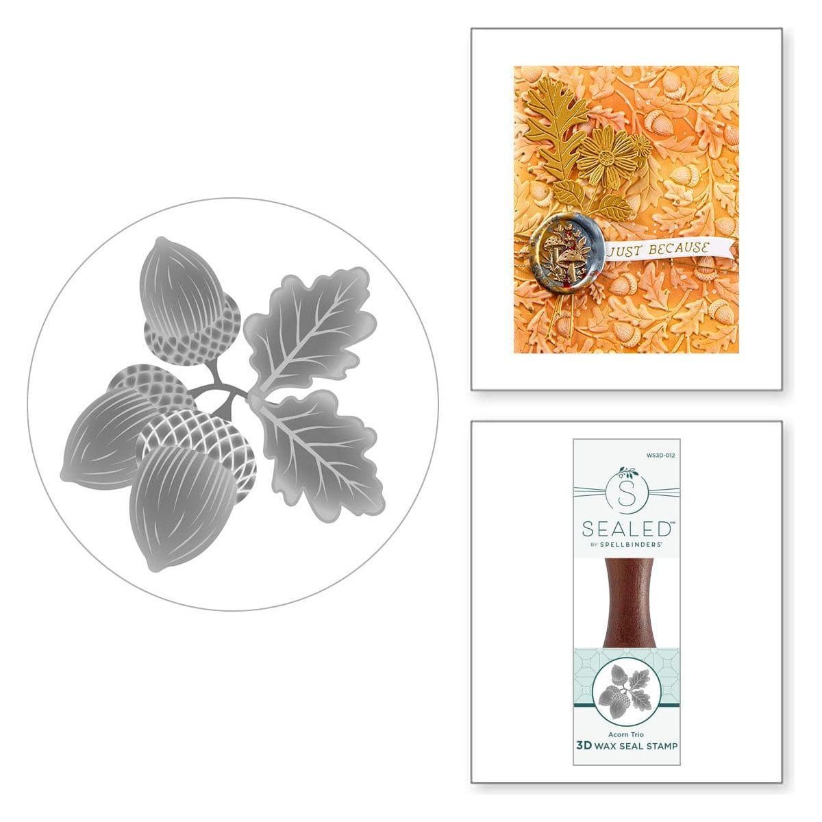 Acorn Trio 3D Wax Seal Stamp from the Falling Leaves Collection