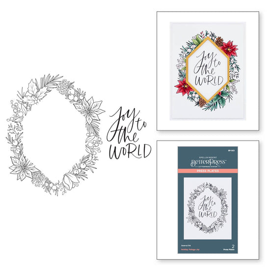 Spellbinders BetterPress Christmas Collection - Merry Christmas World Press  Plate and Christmas Greetings Press Plates - Bundle of 2 Press Plate Sets