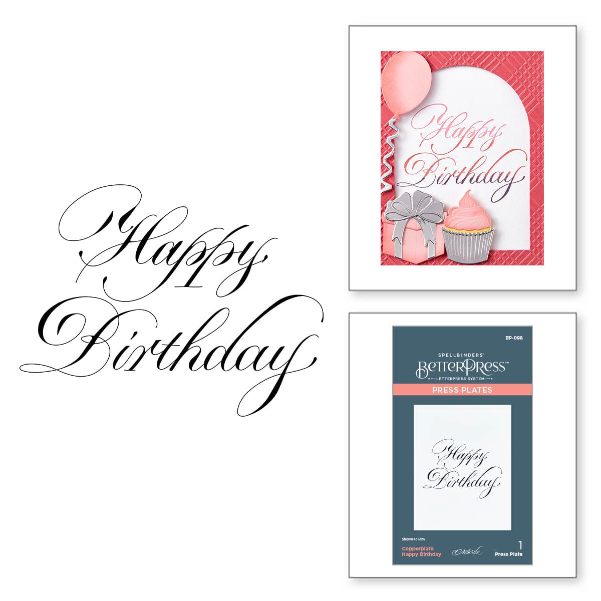 Image of Copperplate Happy Birthday Press Plate from the Copperplate Everyday Sentiments Collection by Paul Antonio