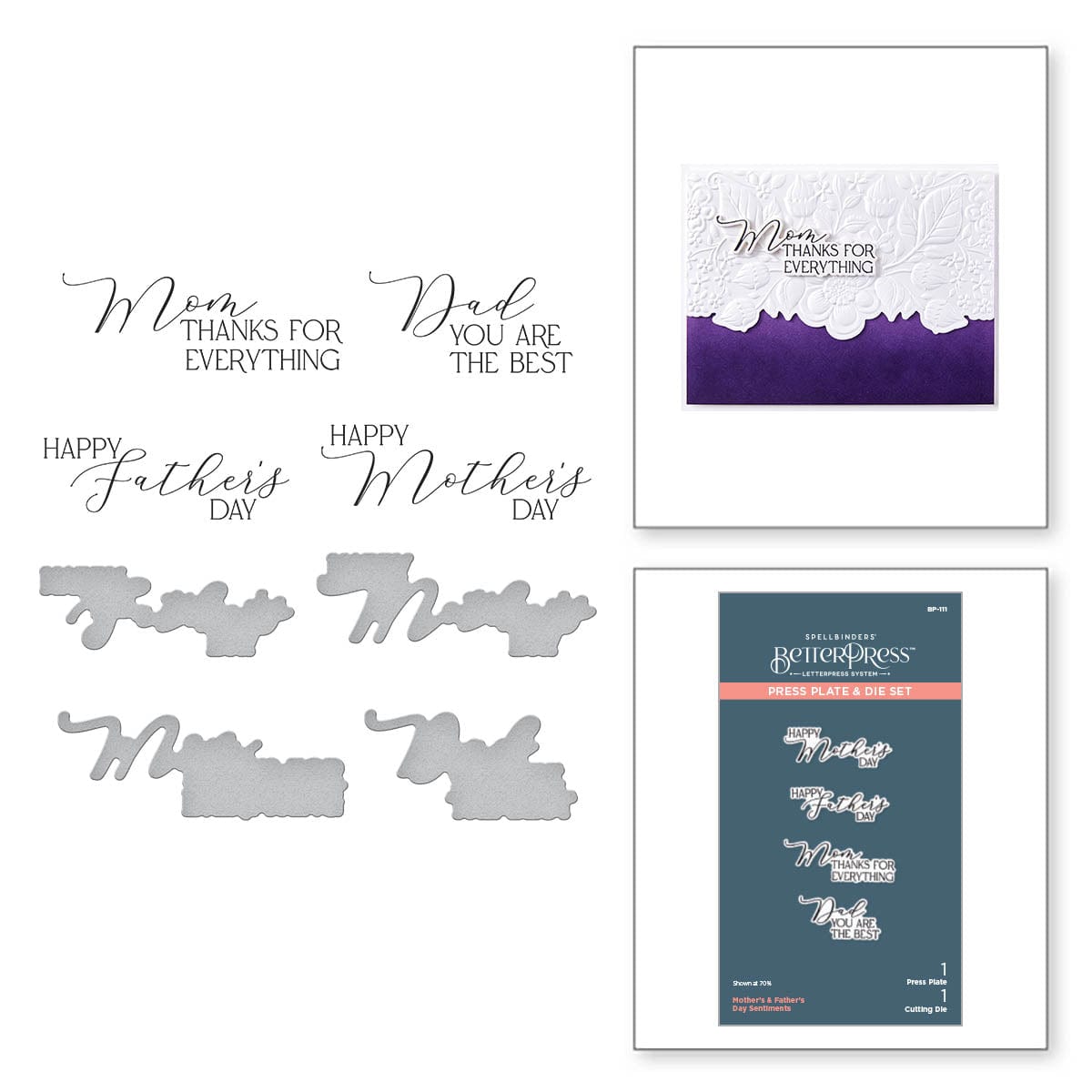 Image of Mother's & Father's Day Sentiments Press Plate from the Mirrored Arch Collection