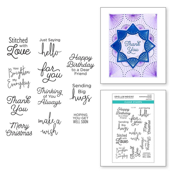 Spellbinders Sentiment Greetings Clear Stamp Set