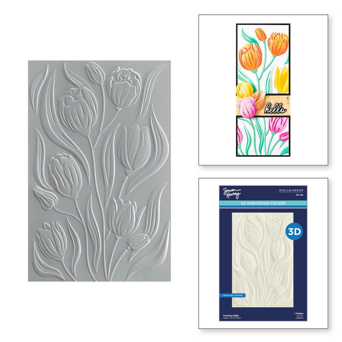 Image of Twirling Tulips 3D Embossing Folder from the Tulip Garden Collection by Simon Hurley