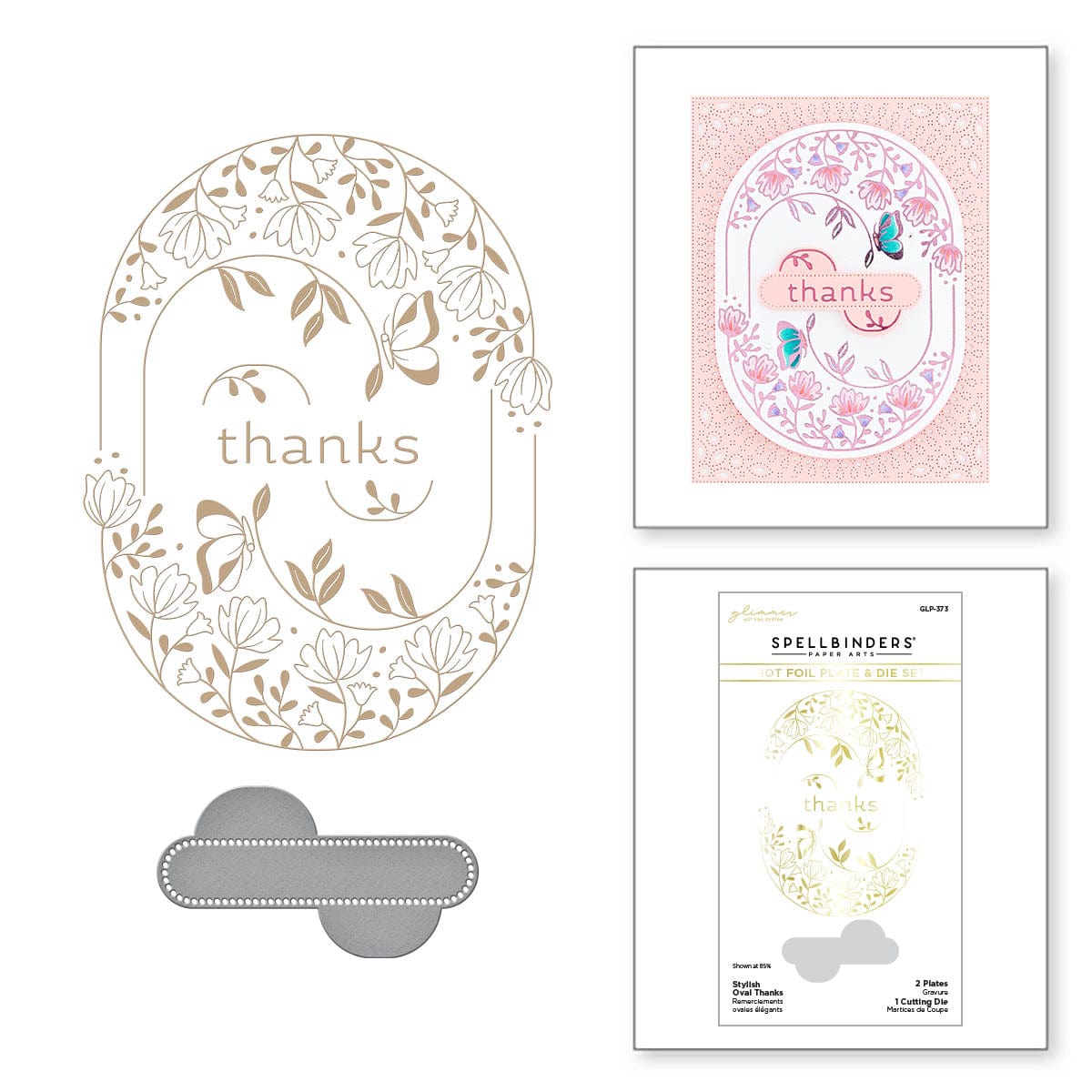 Image of Stylish Oval Thanks Glimmer Hot Foil Plate & Die Set from the Stylish Ovals Collection
