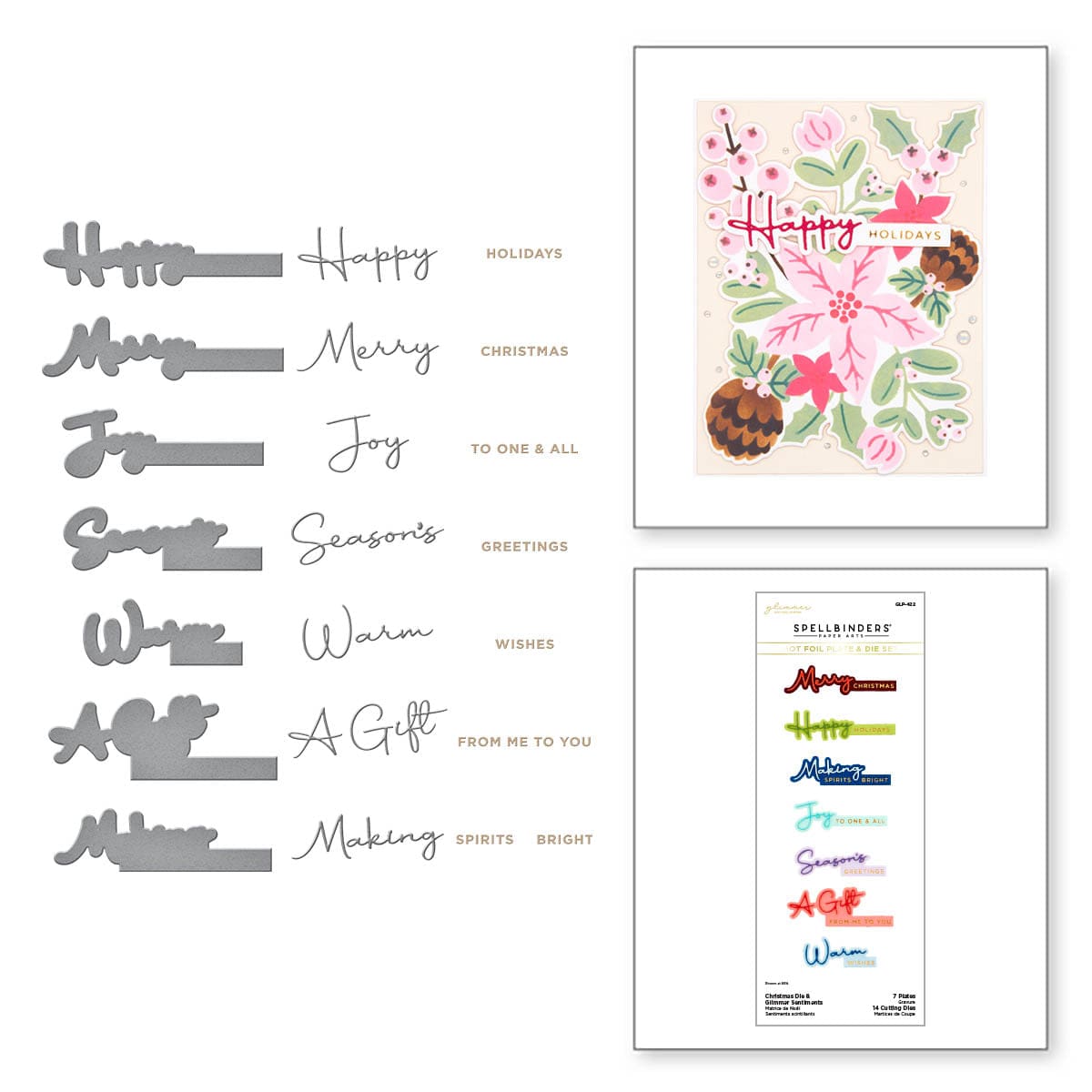 Image of Christmas Die & Glimmer Sentiments Hot Foil Plate & Die Set from the Classic Christmas Collection