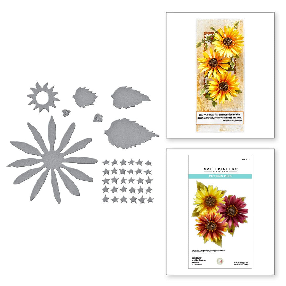 Sunflower and Ladybugs Etched Dies | Garden Favorites - Spellbinders ...