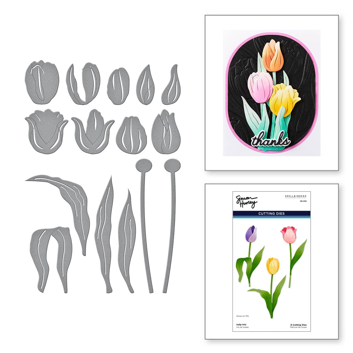 Image of Tulip Trio Etched Dies from the Tulip Garden Collection by Simon Hurley