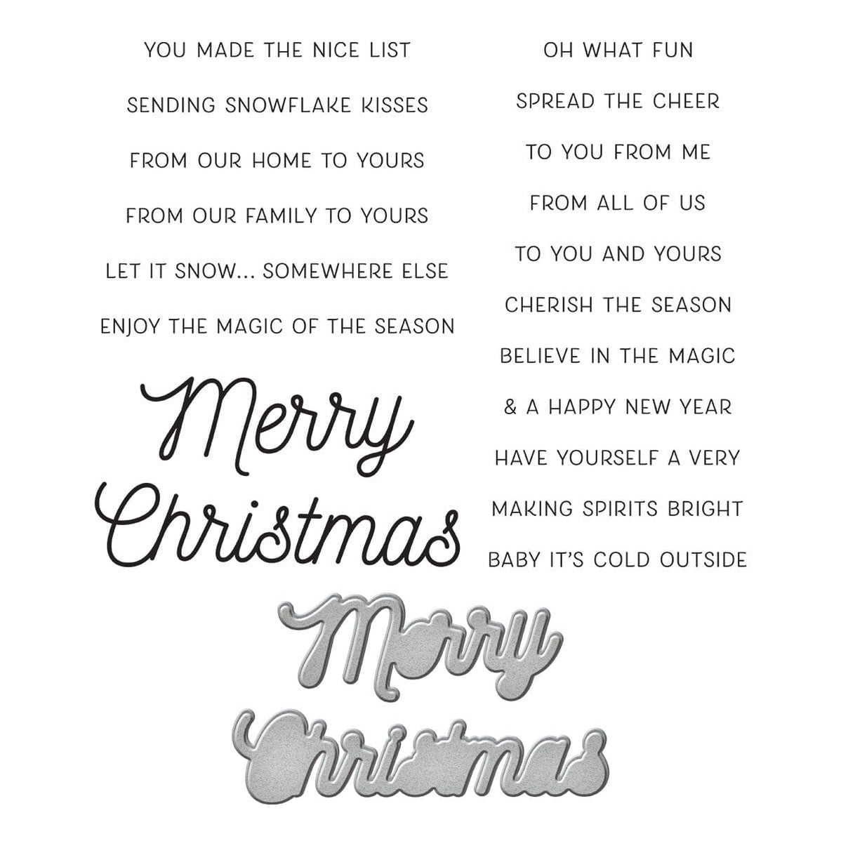 Many Merry Christmas Sentiments | Clear Stamp & Die Set - Spellbinders ...