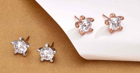 silver solitaire zircon studs