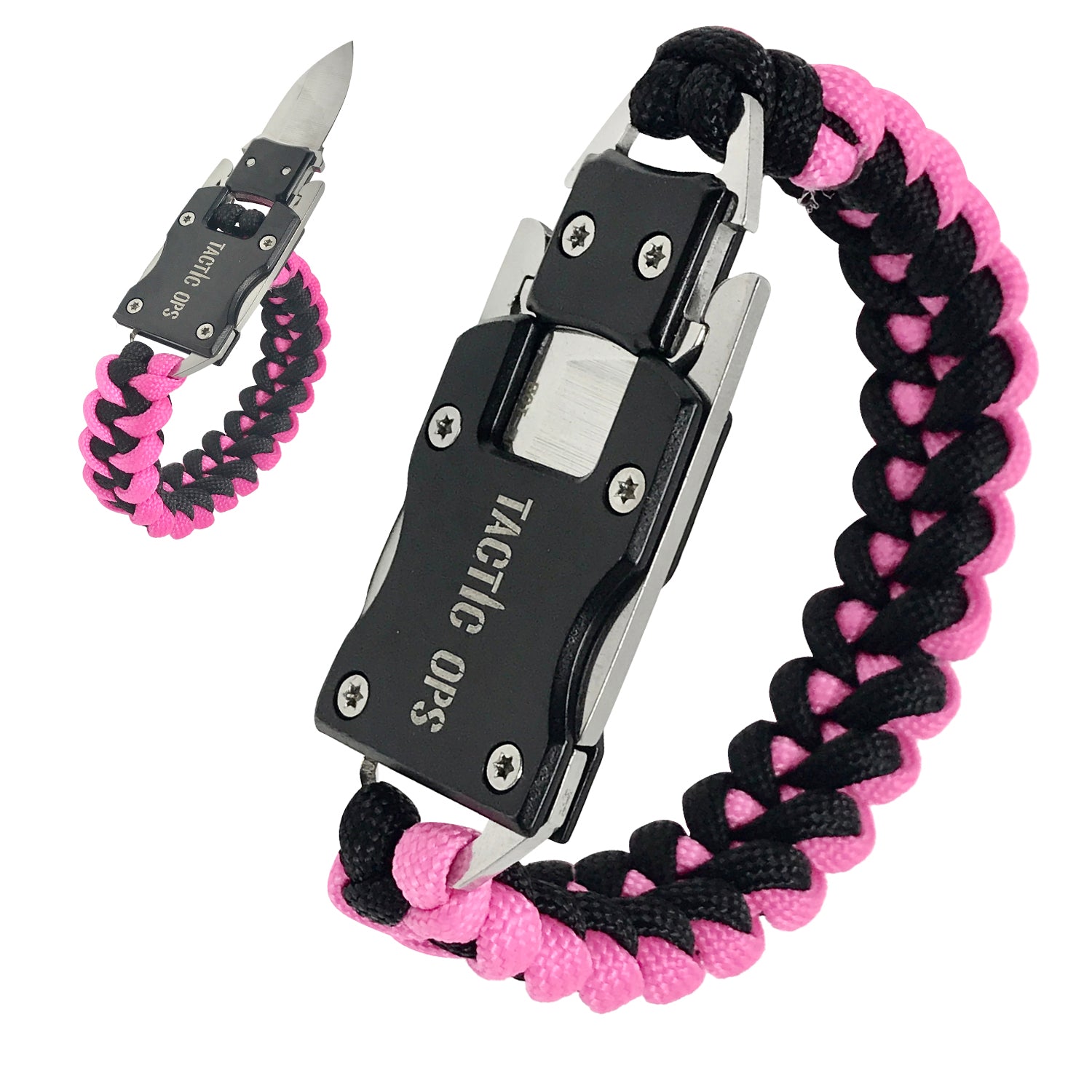 Paracord Steel Knife Bracelet (Pink/Black) – Tactic Ops