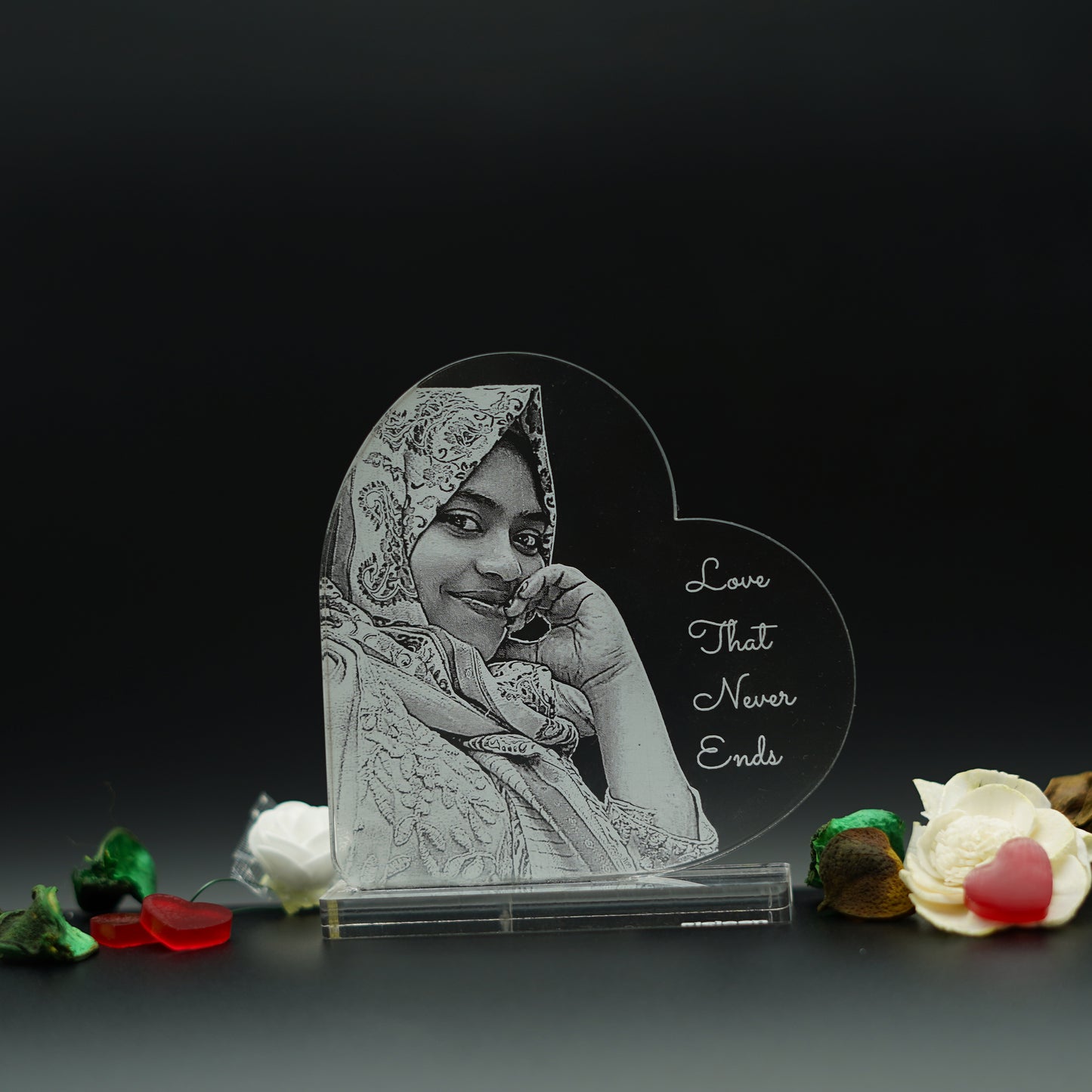 Customized Photo Engraved Heart Shape Gift