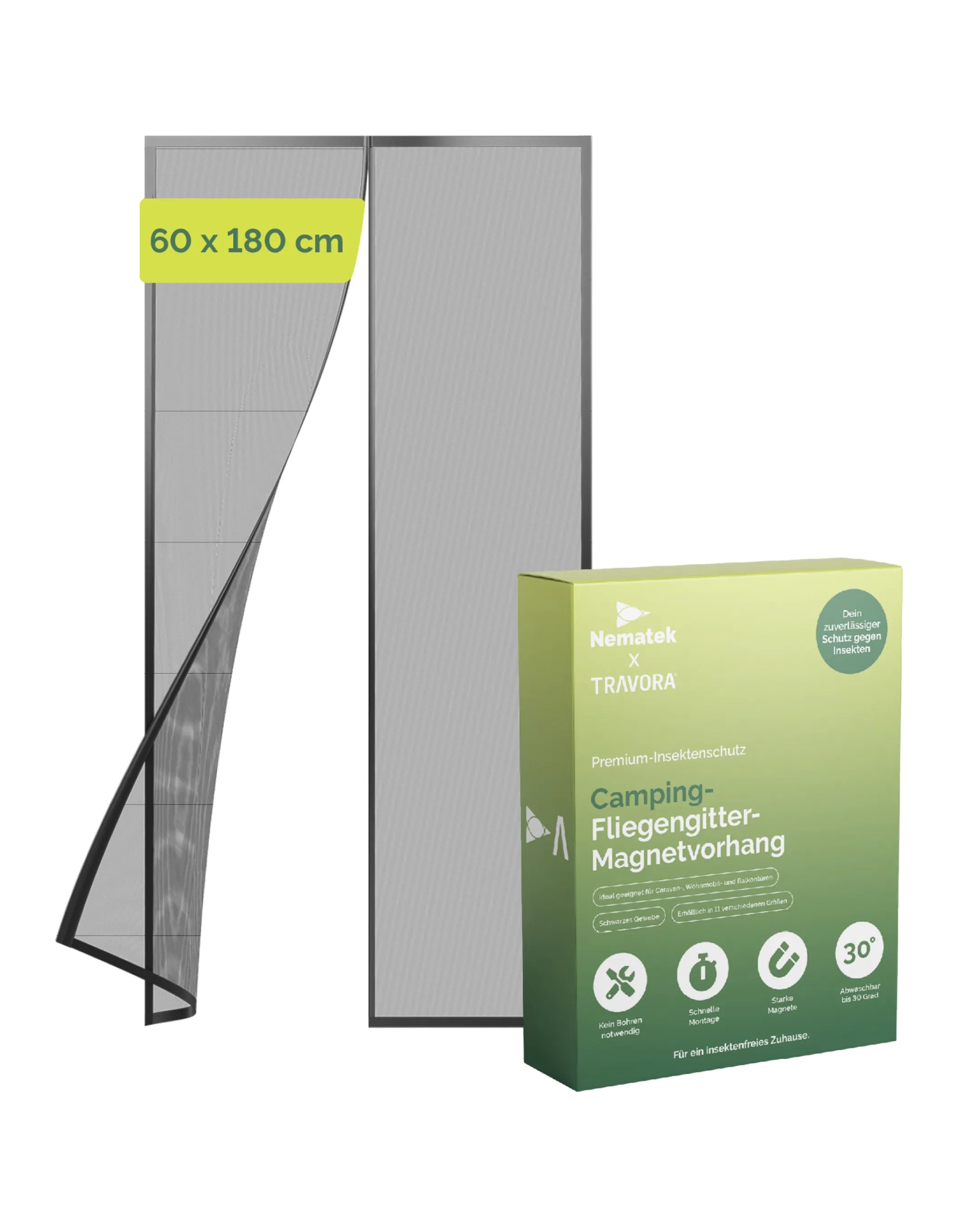 TRAVORA x Nematek Wohnwagen Fliegengitter Tür - 60 x 200 cm - Magnet