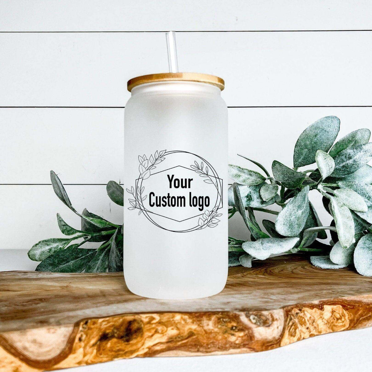 Custom Logo 16 oz. Frosted Glass