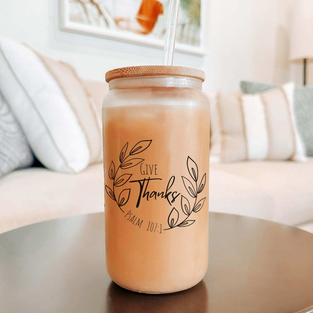 Iced Coffee Cup with Lid and Glass Straw - Beer can Glass - Teacher Gifts