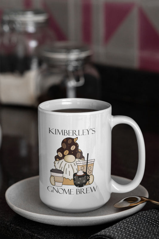 Personalized 15oz Coffee Mug, Personalized Gnome Gifts