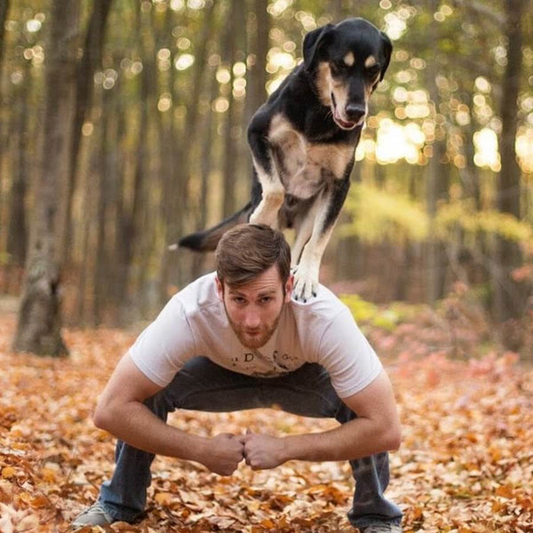 Full beard to clean shaven. Watch His Mom's Reaction! - Dog jumps on bearded mans back in the park