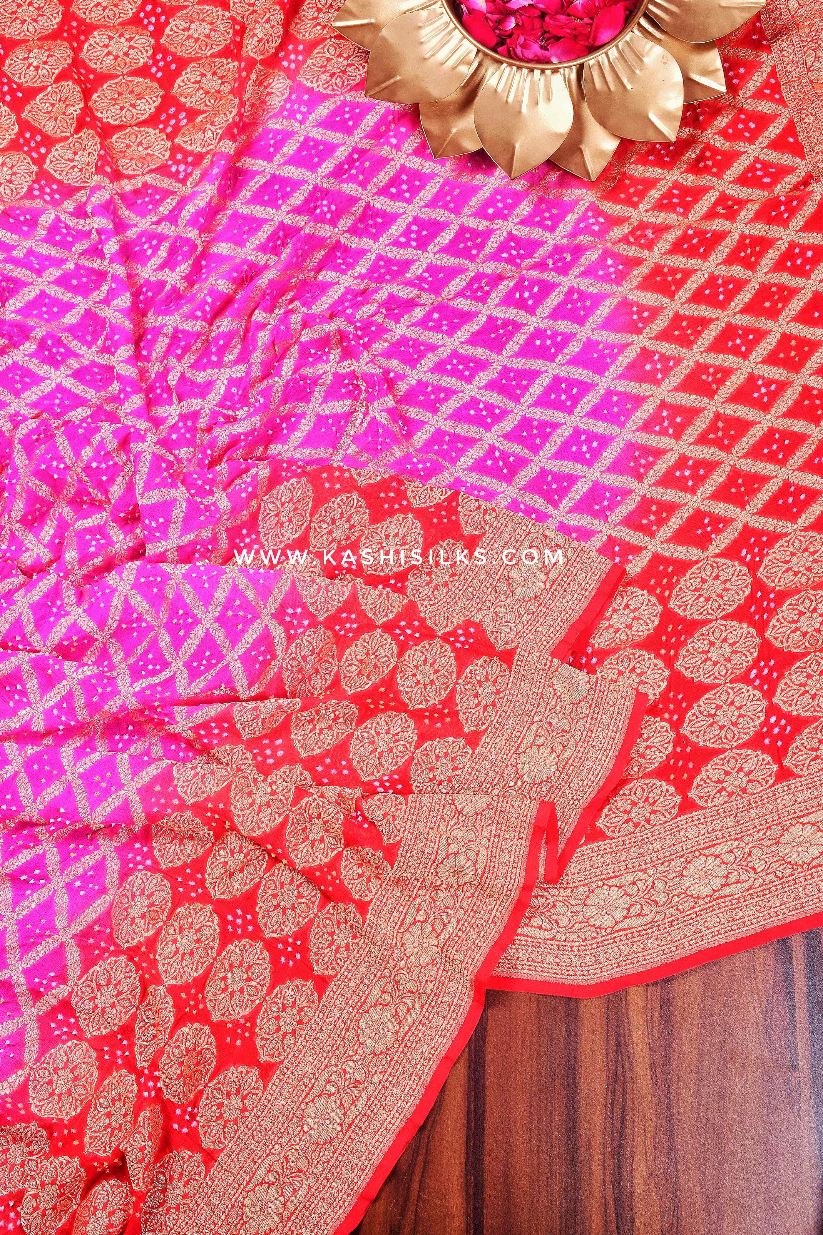 Red Georgette Banarasi Bandhani Saree Design by Suruchi Parakh at Pernia's  Pop Up Shop 2024