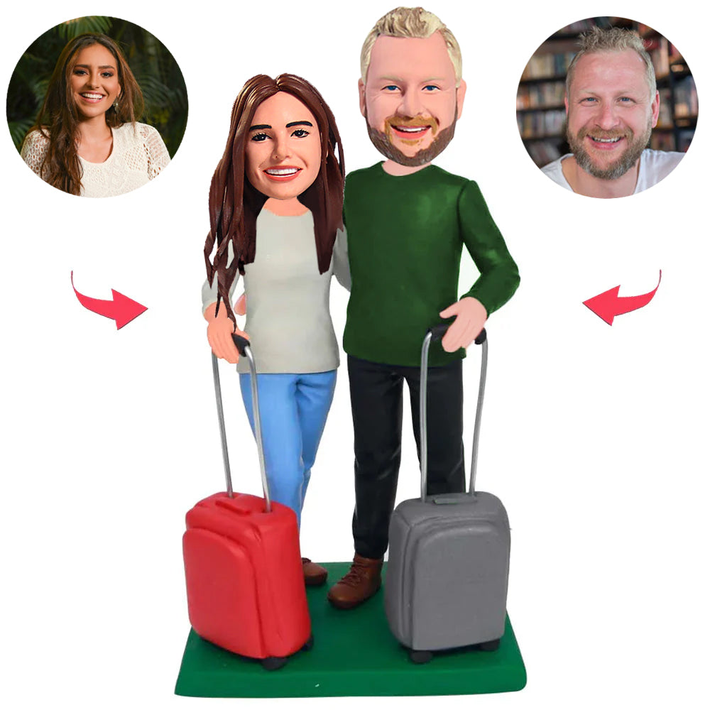 Reisepaar Kundenspezifische Bobbleheads mit eingraviertem Text