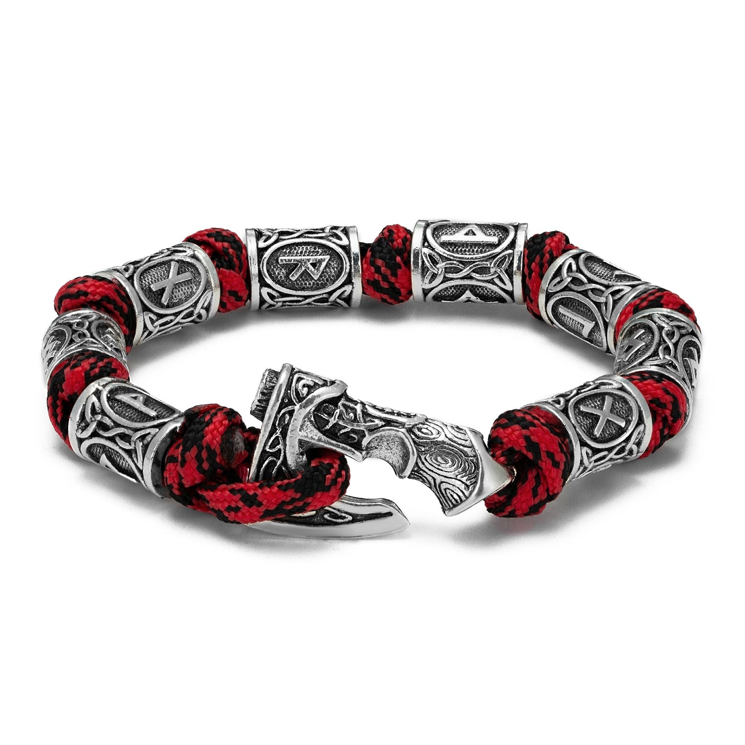 Bracelete Viking Machado Nórdico c/ Amuletos Runa