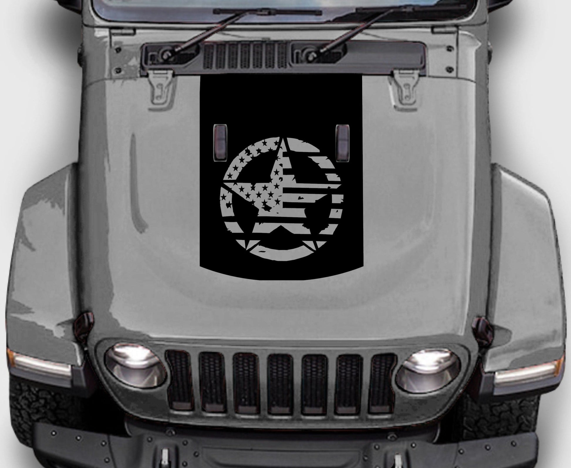 Jeep Wrangler JL Gladiator Military Star American Flag Hood Decal Stic – US  PATRIOTS DESIGN