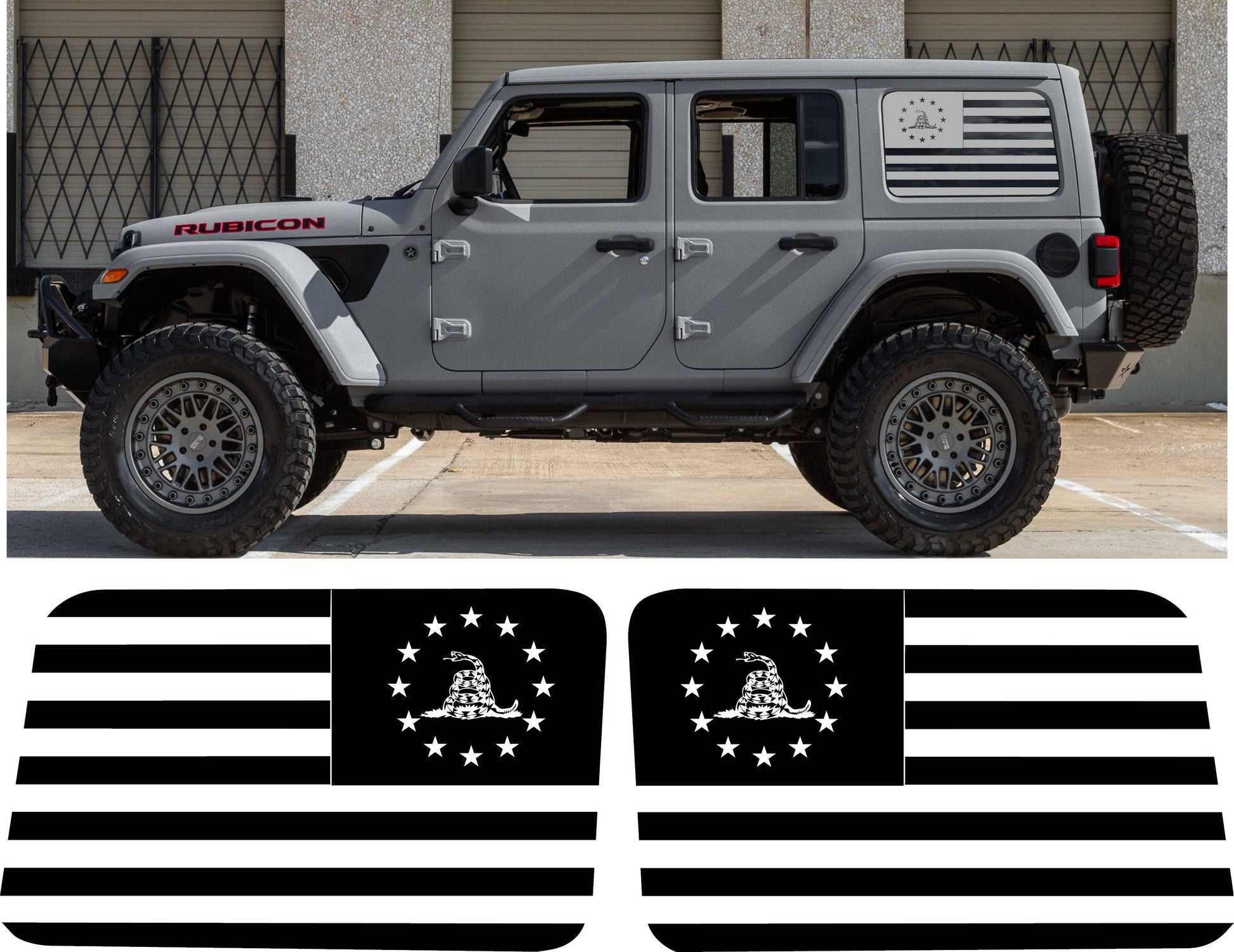 Jeep Wrangler JL JK Don't Tread On Me American Flag Decal Stickers (4- – US  PATRIOTS DESIGN