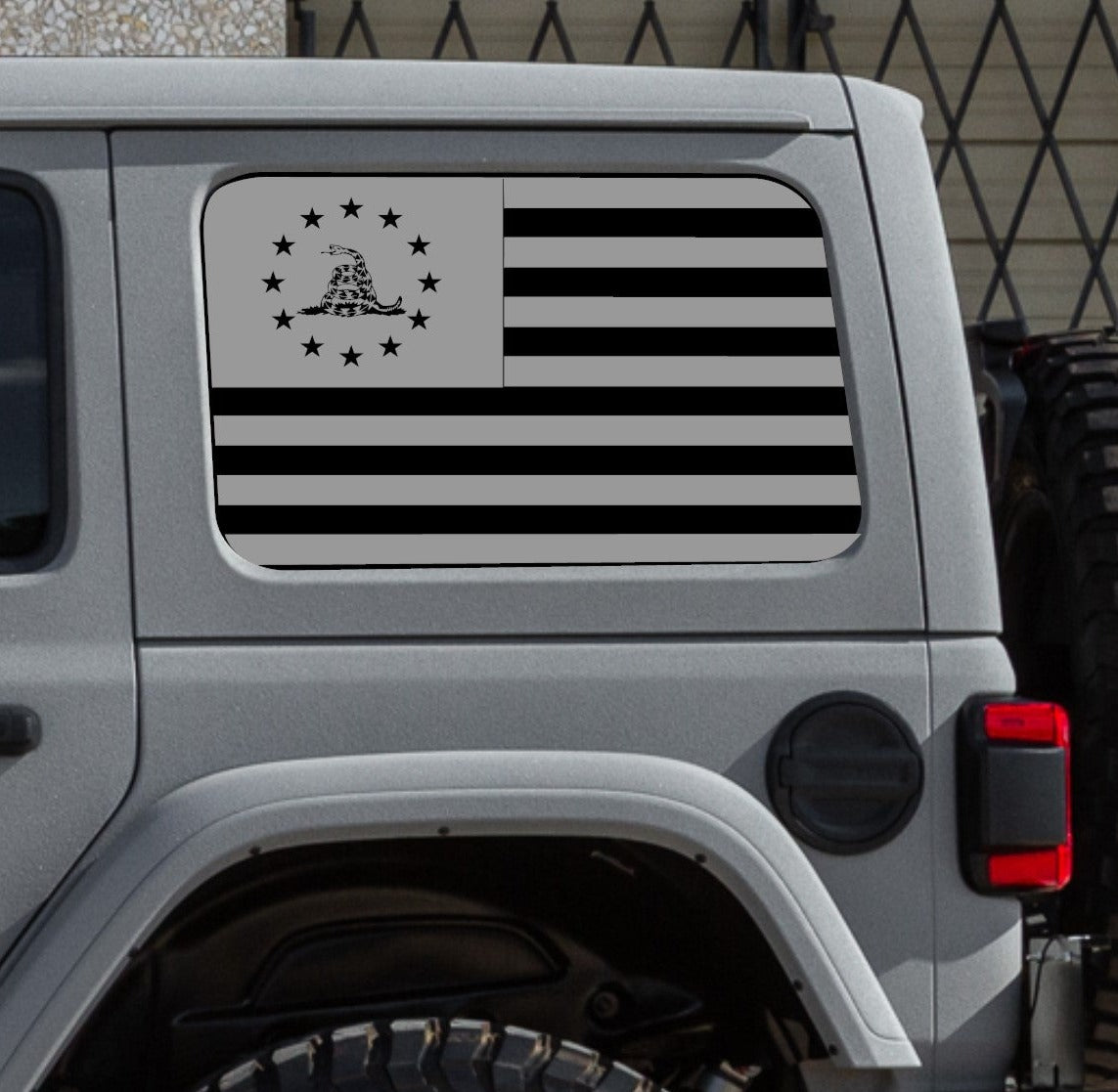 Jeep Wrangler JL JK Don't Tread On Me American Flag Decal Stickers (4- – US  PATRIOTS DESIGN