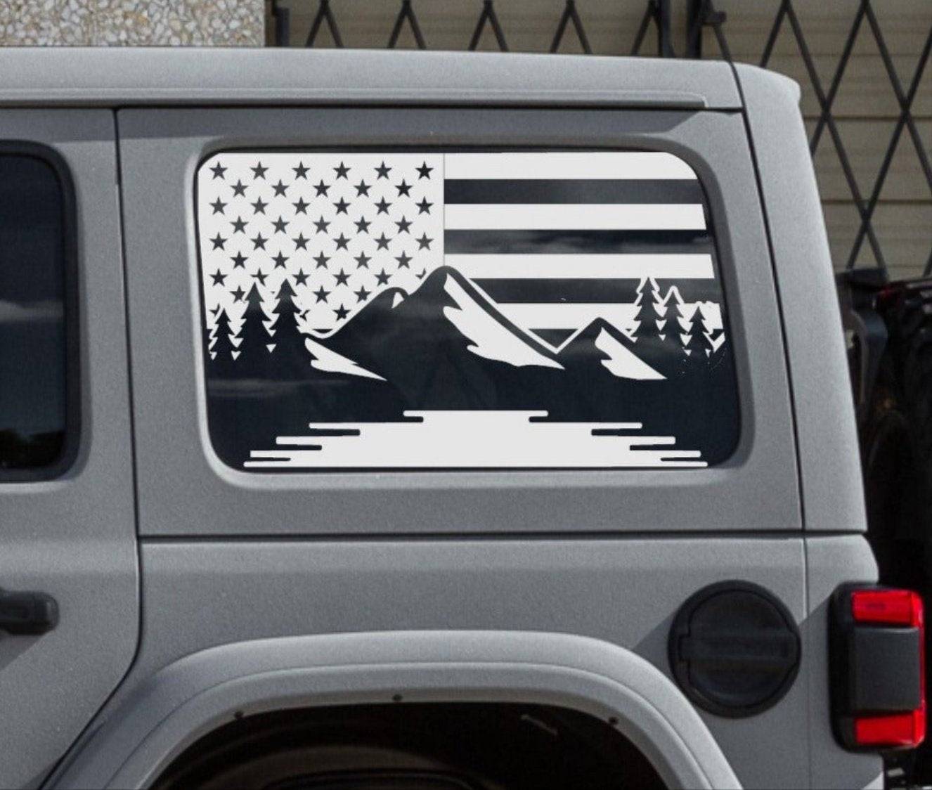 Jeep Wrangler JL JK Decals Mountain Silhouette American Flag Vinyl Dec – US  PATRIOTS DESIGN