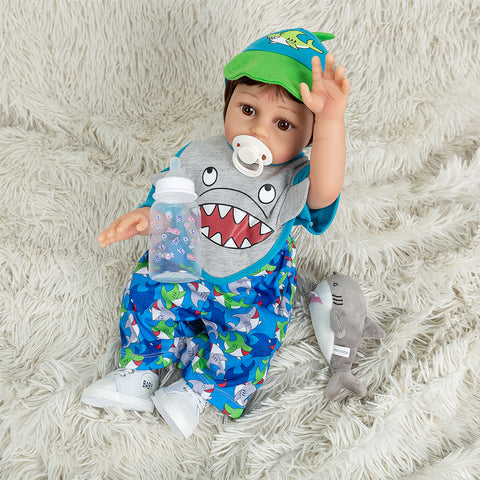 Boneca Bebê Reborn Menino Roupa Tubarão – Lojas Martorini