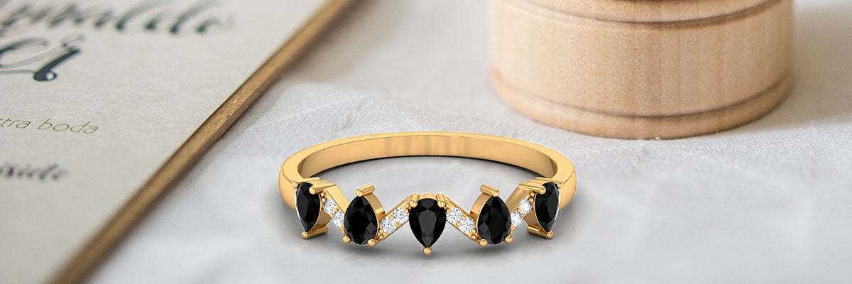Black Onyx and Diamond Designer Eternity Ring