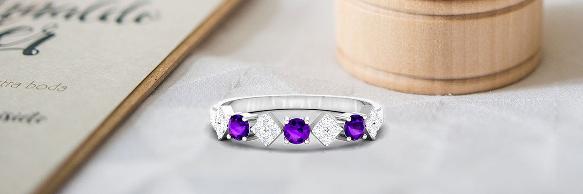 Alluring Amethyst and Diamond Eternity Ring