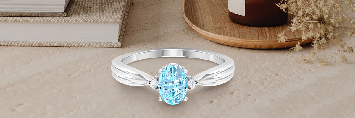 Oval Cut Aquamarine Simple Gold Ring