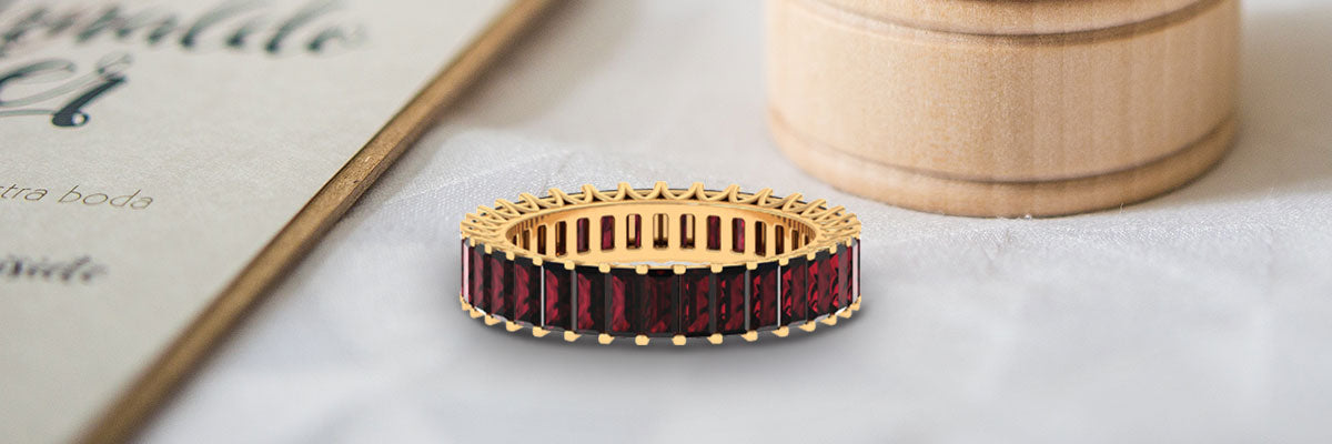 Baguette Garnet Eternity Ring